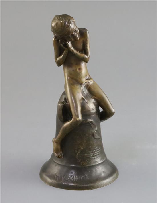 Henri Pernot (1859-1937). A bronze bell, 7.5in.